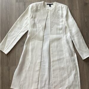 LINDA ALLARD ELLEN TRACY Linen Embroidered Duster Summer Coat Size 10